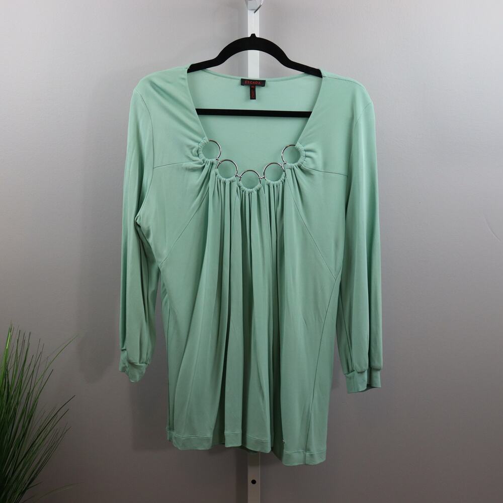 ESCADA Mint Green Ring Detail Tunic Dress Size 46